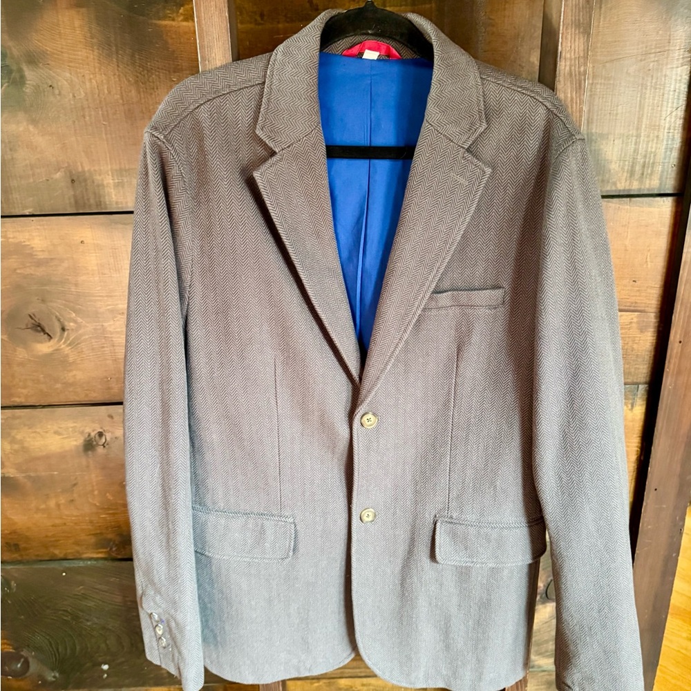 Men's Boden Grey Cotton Herringbone Blazer Sport Jacket 40L